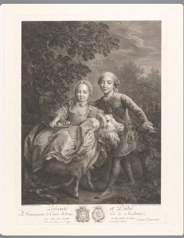 Portrait of Charles X and Clothilde of France as children, Jacques Beauvarlet, 1767 Canvas Print