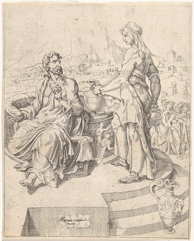 Conversation with the Samaritan woman, Dirck Volckertsz. Coornhert (attributed to), 1548 Canvas Print