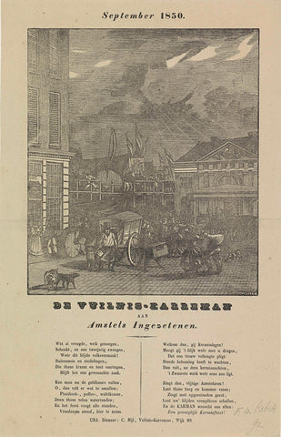 Fairground print of the garbage men of Amsterdam for the year 1850, Dirk Wijbrand Tollenaar, 1850 Canvas Print