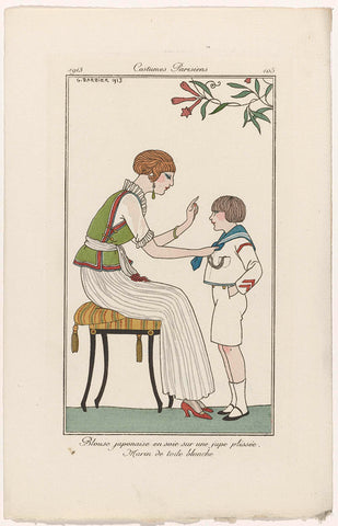 Journal des Dames et des Modes, Costumes Parisiens, 1913, No. 105 : Blouse japonaise (...), George Barbier, 1913 Canvas Print