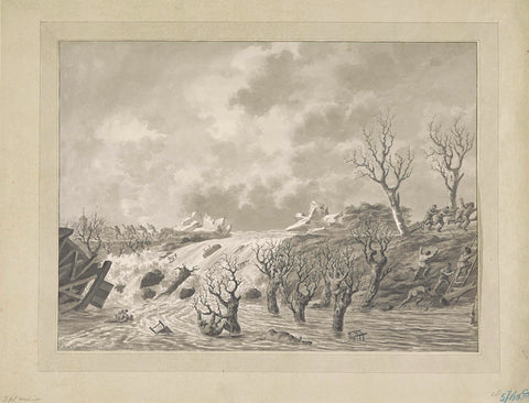 Dike breach at Kedichem, 1809, Jan Anthonie Langendijk Dzn, 1809 Canvas Print