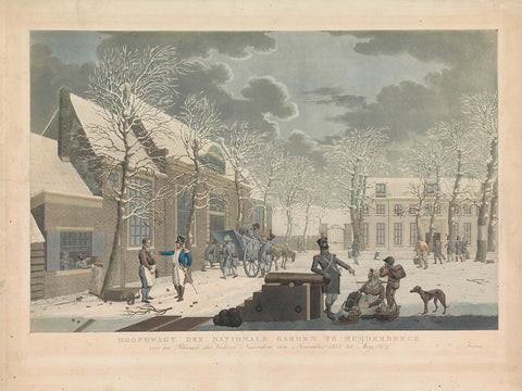 Hoofdwacht van de Nationale Garde te Muiderberg, 1813-1814, Willem Hendrik Hoogkamer (attributed to), 1813 - 1815 Canvas Print