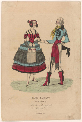 Paris Elégant, 20 January 1839 : Muletier Espagnol Fantaisie, anonymous, 1839 Canvas Print