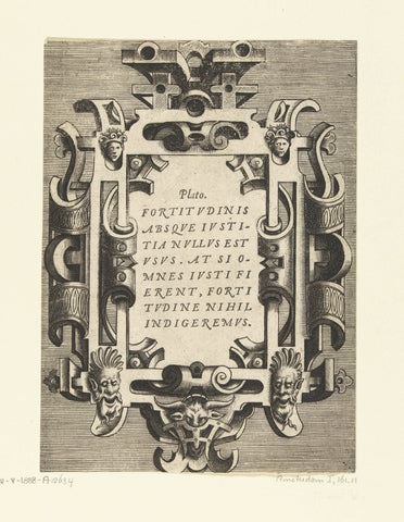 Cartouche met een citaat van Plato, Frans Huys, 1555 Canvas Print