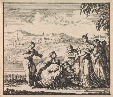 Moses found by Pharaoh's daughter, Caspar Luyken, 1698 Canvas Print