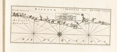 Map of the Spanish north coast between Bilbao and San Sebastián, c. 1702, anonymous, 1702 - 1703 Canvas Print