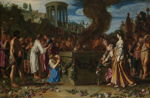 Orestes and Pylades Disputing at the Altar, Pieter Lastman, 1614 Canvas Print