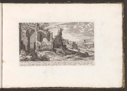 Ruins on the slopes of the Palatine Hill, on the right the Colosseum, anonymous, 1680 Canvas Print