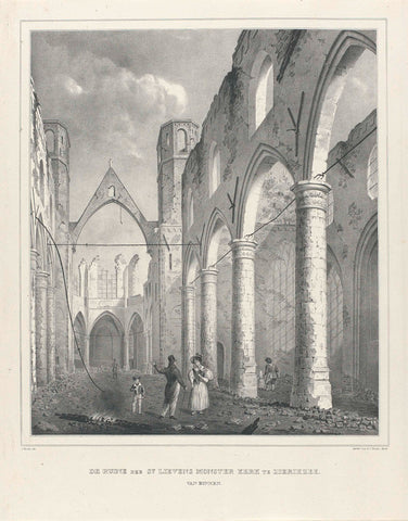 Ruins of the Sint-Lievensmonsterkerk in Zierikzee, after the fire of 1832, Jacob Korsten, 1832 Canvas Print