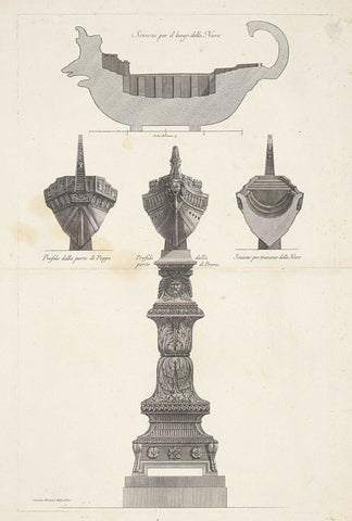 Marble trireem on a pedestal, Giovanni Battista Piranesi, 1778 Canvas Print