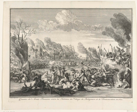 French atrocities in Bodegraven and Zwammerdam in 1672, Bernard Picart, 1727 Canvas Print