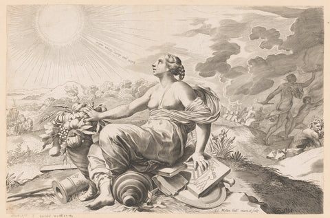 Allegory on the peace, Claude Mellan, 1636 - 1642 Canvas Print