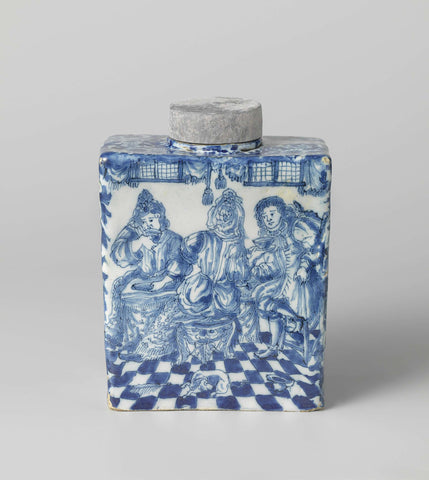 Tea canister with a maternity visit, anonymous, c. 1700 Canvas Print