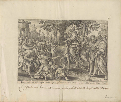 Entry into Jerusalem, Hans Collaert (I) (attributed to), 1585 Canvas Print