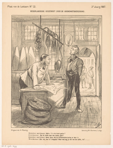 Cartoon about the amendments to the constitution in 1887, Jan Holswilder, 1887 Canvas Print