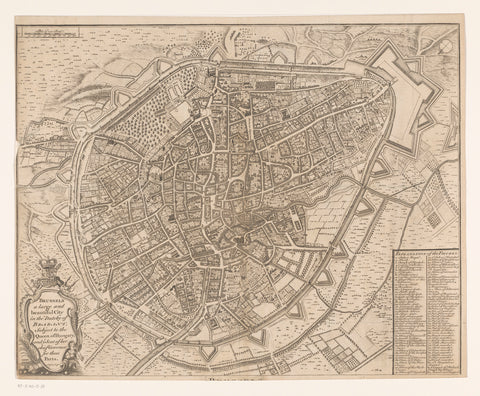 Map of Brussels, Isaac Basire, 1751 - 1762 Canvas Print