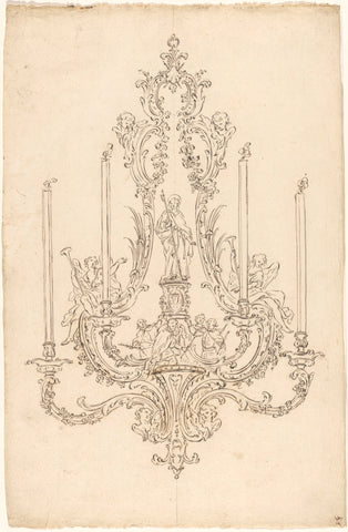 Design for a silver crown, Luigi Valadier, c. 1763 - c. 1764 Canvas Print