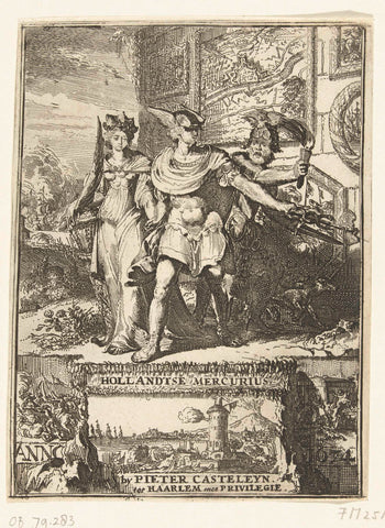 Title page for the Hollandsche Mercurius about the year 1674, Romeyn de Hooghe, 1675 Canvas Print