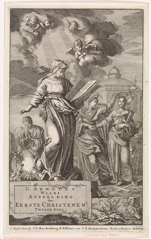 Early Christianity overcomes time and late Christianity is crowned by the world, Jan Luyken, 1701 Canvas Print