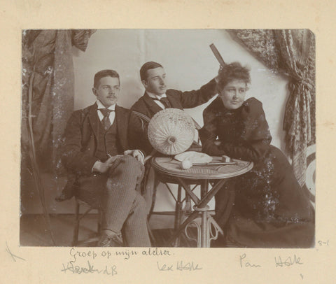 Hendrik Herman van den Berg with Pauline Wilhelmine Louise and Lex Holle in his studio, Hendrik Herman van den Berg, in or after 1890 - in or before 1894 Canvas Print