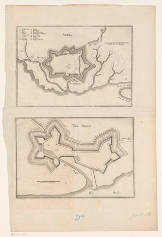 Fortress Map of Axel and Terneuzen, Caspar Merian, 1654 - c. 1700 Canvas Print