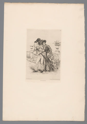 Gearmd walking man and woman, Ricardo de los Rios, 1878 Canvas Print