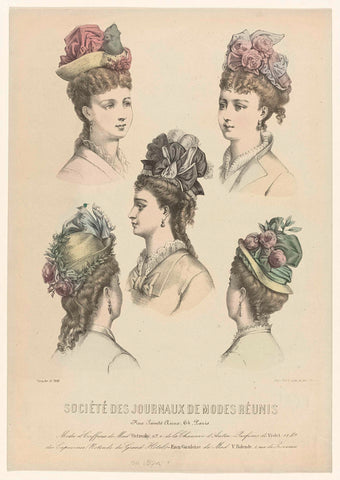 Société des journals de modes réunis, ca. 1874, No. 208: Modes et Coiffures (...), anonymous, c. 1874 Canvas Print