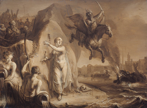 Perseus and Andromeda. Allegory of the liberation of the Netherlands by Prince Frederik Hendrik, Pieter Symonsz. Potter (attributed to), 1642 Canvas Print