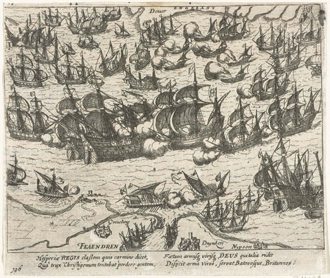 Battle of the Spanish Armada, 1588, anonymous, 1613 - 1615 Canvas Print