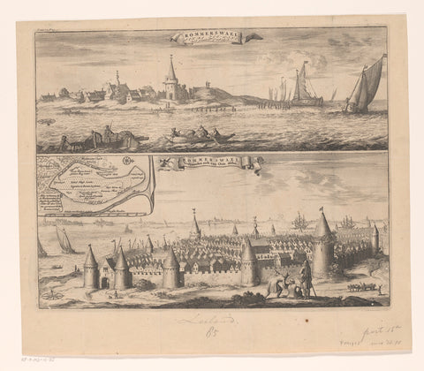 Reimerswaal in present and former times, 1634, Jan Luyken, in or after 1696 - in or before 1722 Canvas Print