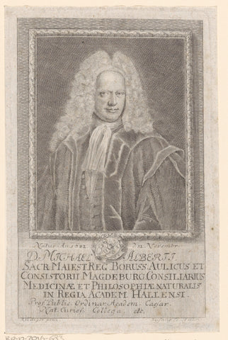 Portrait of Michael Alberti, Johann Christoph Sysang, Johann Anton Rüdiger, 1713 - 1757 Canvas Print