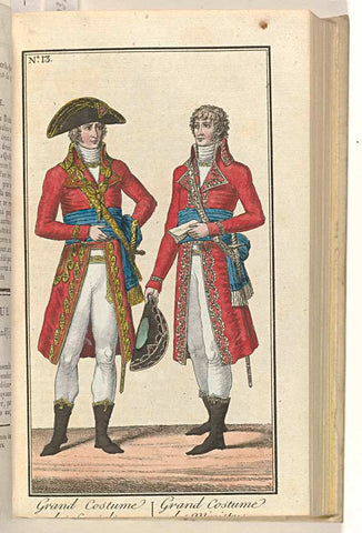 Le Mois, Journal historique, littéraire et critique, avec figures, no. 13, 1800: Grand Costume du General / Grand Costume du Ministre, anonymous, 1800 Canvas Print