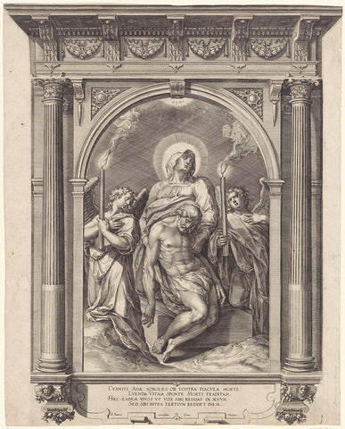 Pieta, Hieronymus Wierix, 1563 - before 1580 Canvas Print