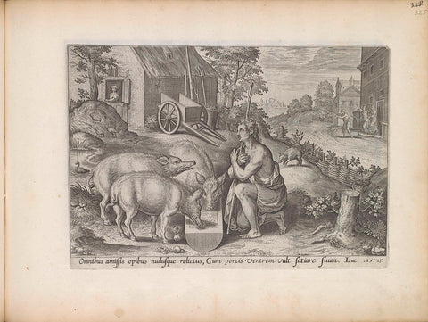 The prodigal son as a pig herder, Hans Collaert (I), 1643 Canvas Print