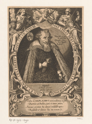 Portrait of Matthias Berlich, Johann Jacob Gabler, 1596 - 1638 Canvas Print