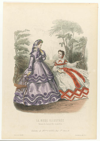 La Mode Illustrée, 1864, No. 25 : Toilettes de Melle Castel (...), anonymous, 1864 Canvas Print