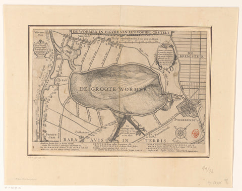 Map of the Wormer and Engewormer in the form of a bird, 1625, anonymous, 1625 Canvas Print