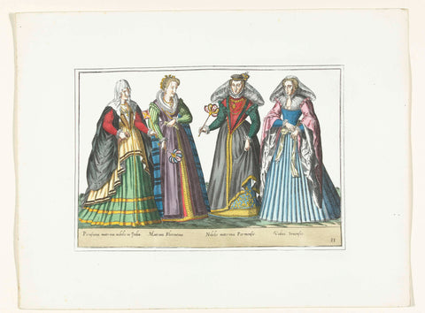 Four women dressed according to Italian fashion, ca. 1580, anonymous, 1872 - 1875 Canvas Print