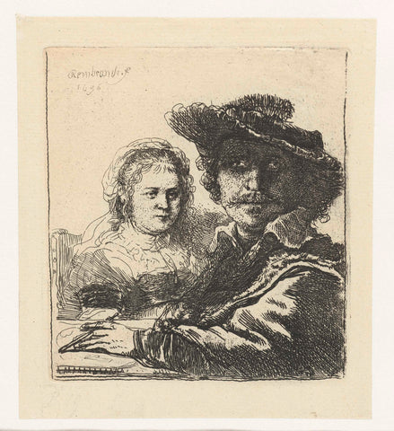 Self-portrait with Saskia, Rembrandt van Rijn, 1850 - 1906 Canvas Print