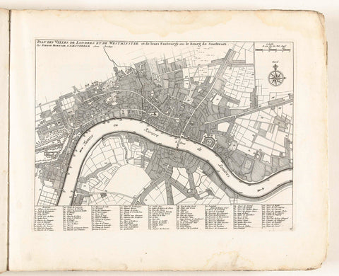 Map of London, c. 1702, anonymous, 1702 - 1703 Canvas Print