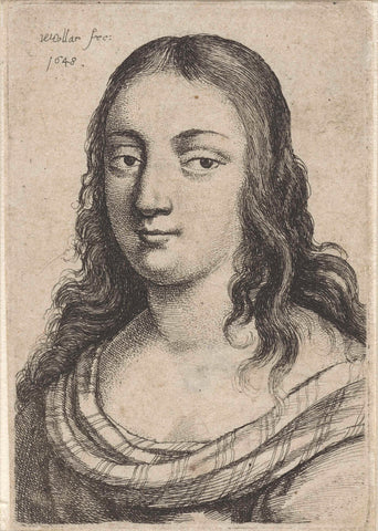 Portret van een vrouw met gestreepte sjaal, Wenceslaus Hollar, 1648 Canvas Print