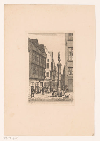 View of the Korte Koepoortstraat in Antwerp, Jean Théodore Joseph Linnig, 1868 Canvas Print