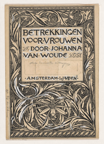 Bandontwerp voor: Johanna van Woude, Betrekkingen voor vrouwen, c. 1899-1910, Willem Wenckebach, in or before 1899 - c. 1910 Canvas Print