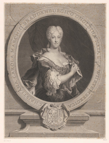 Portrait of Christiane Charlotte van Württemberg-Winnental, Pierre Drevet, 1714 - 1738 Canvas Print