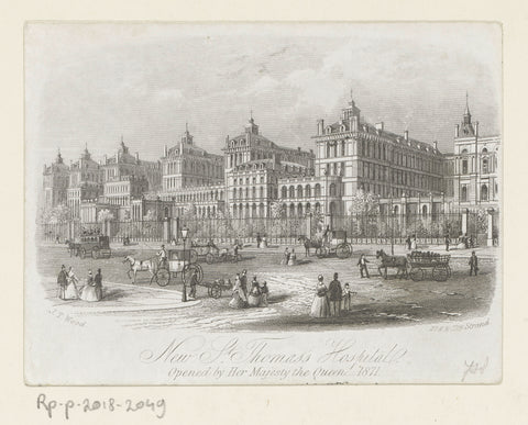 View of St Thomas' Hospital, in London, anonymous, 1871 - 1885 Canvas Print