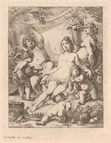 Bacchus, Venus and Ceres., Cornelis Schut (I), 1618 - 1655 Canvas Print