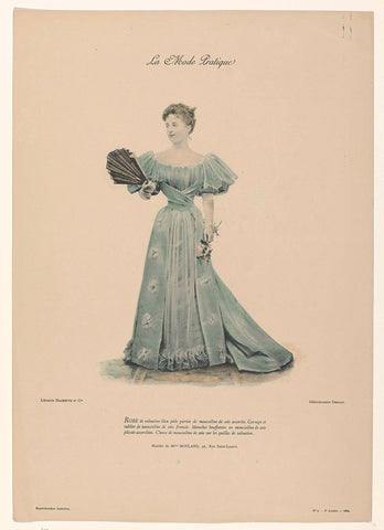 La Mode Pratique, 1894, 3e année, No. 5 : Robe de veloutine bleu (...), Deniau, 1894 Canvas Print