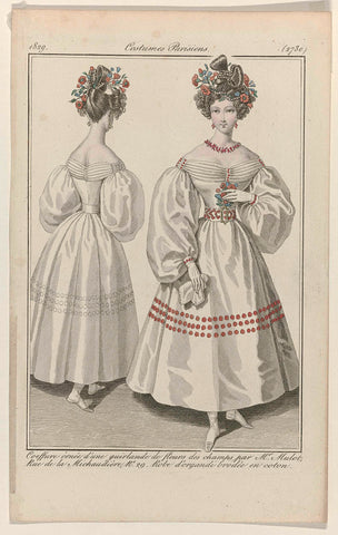 Journal des Dames et des Modes, Costumes Parisiens, 30 September 1829, (2730): Coeffure orné (...), anonymous, 1829 Canvas Print