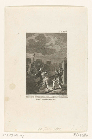 Mayor Hasselaar accidentally shot, 1672, Harmanus Vinkeles, 1786 - 1792 Canvas Print