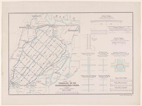 Map VIII. Allotment of den Haarlemmer Meer Polder, anonymous, 1852 - 1861 Canvas Print